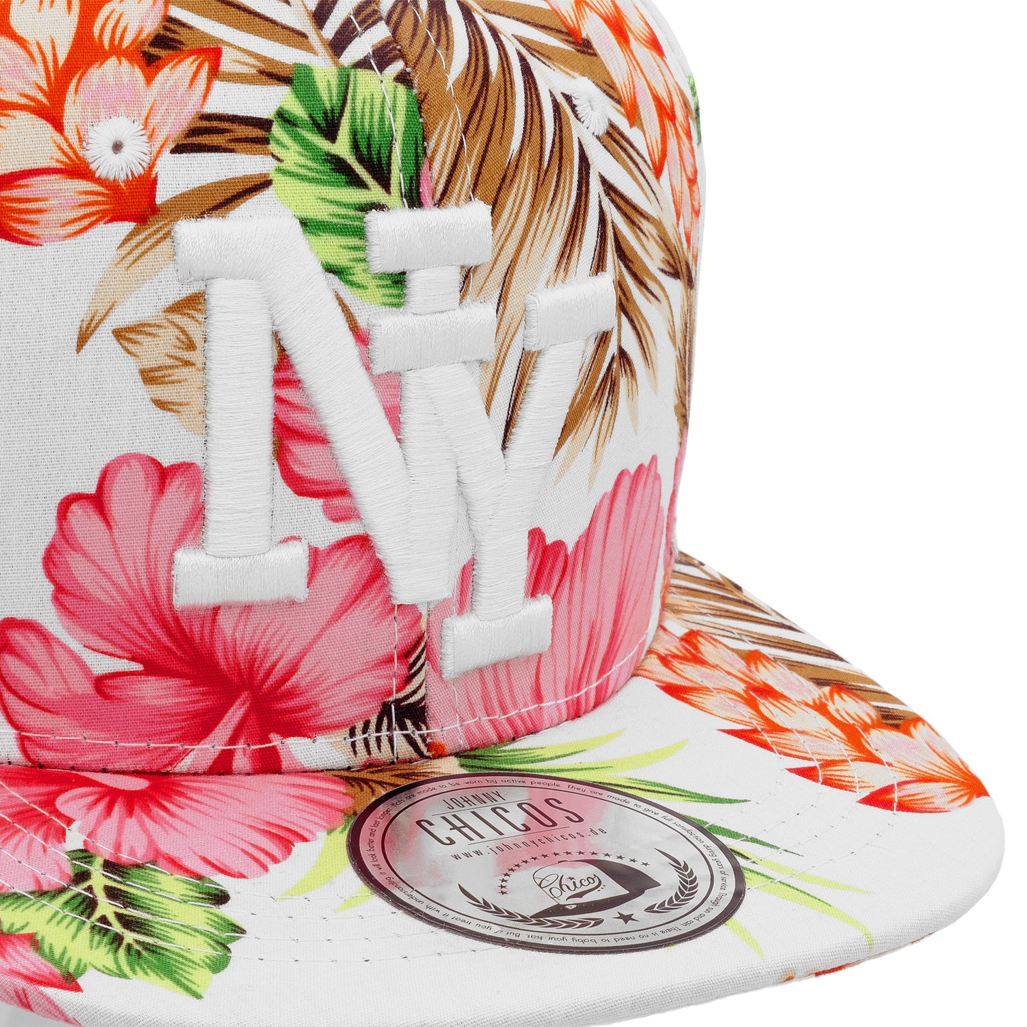 NY Snapback - Flower Pink White