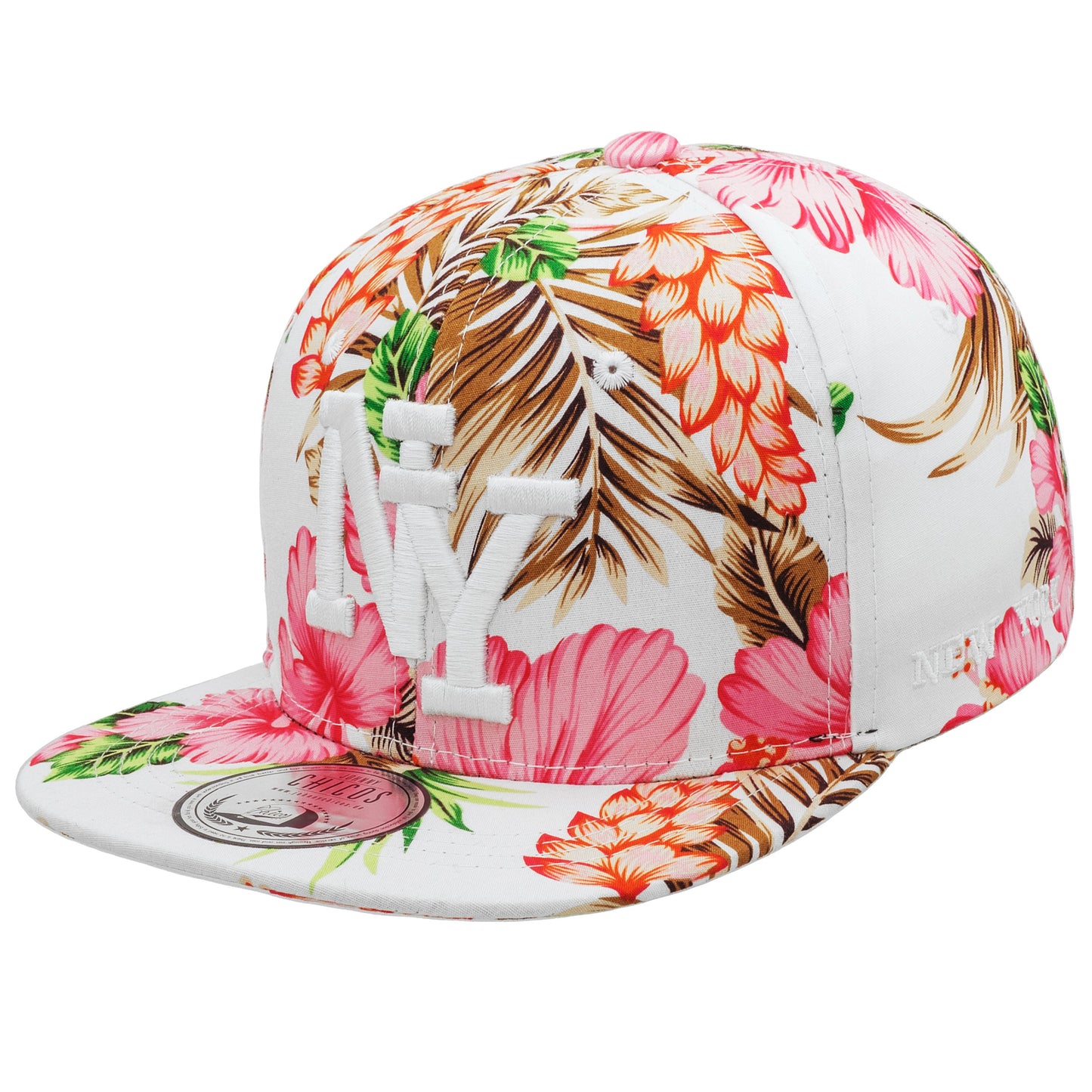 NY Snapback - Flower Pink White