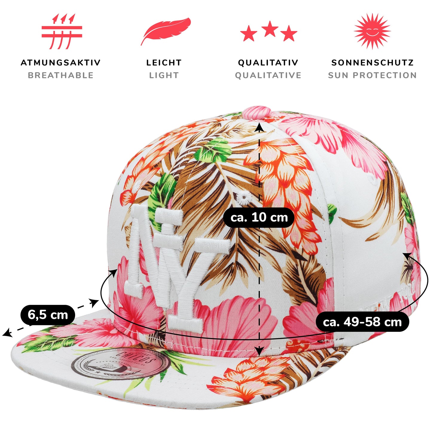 NY Snapback - Flower Pink White