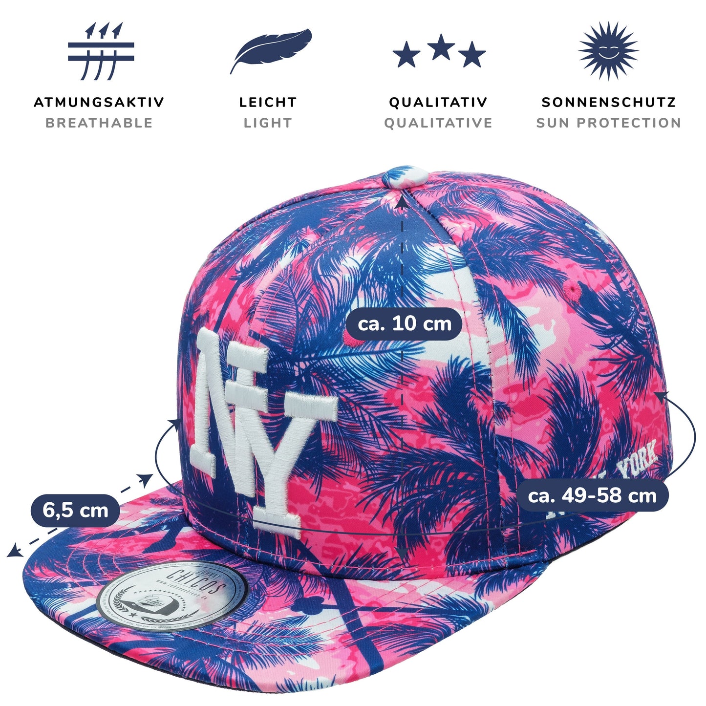 NY Snapback - Palm/Blue-Pink