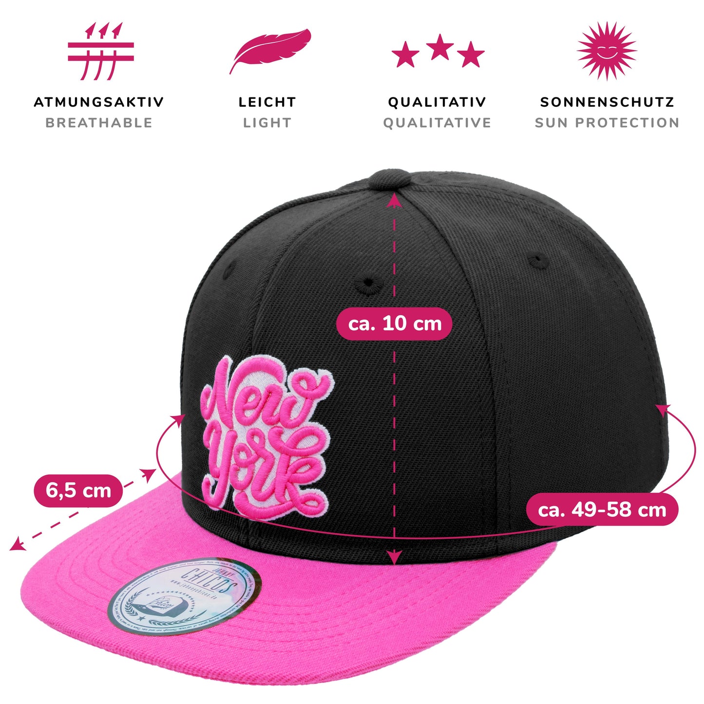 New York Snapback - Black/Pink