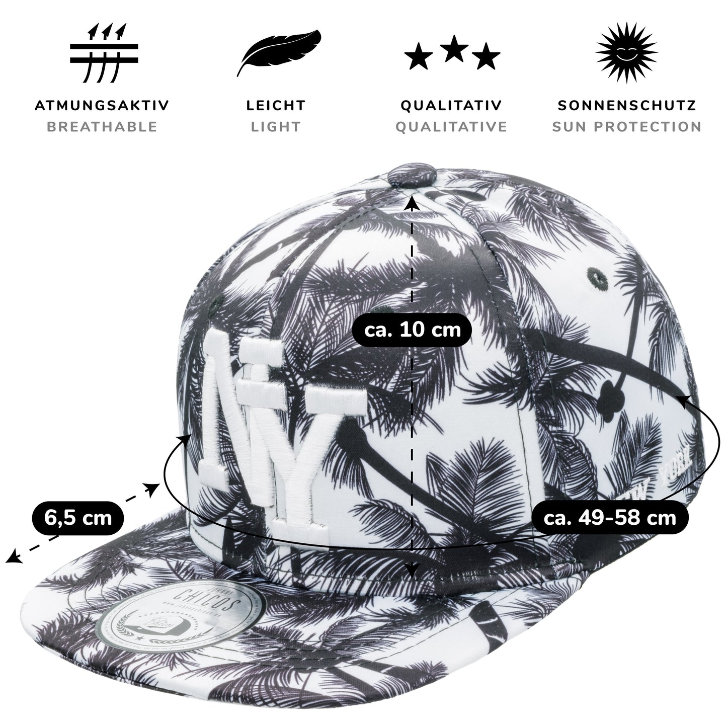 NY Snapback - Palm/Black-White