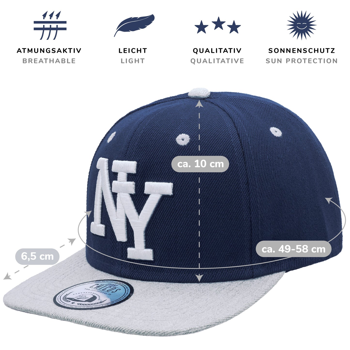 NY Snapback - Navy/Grey-White