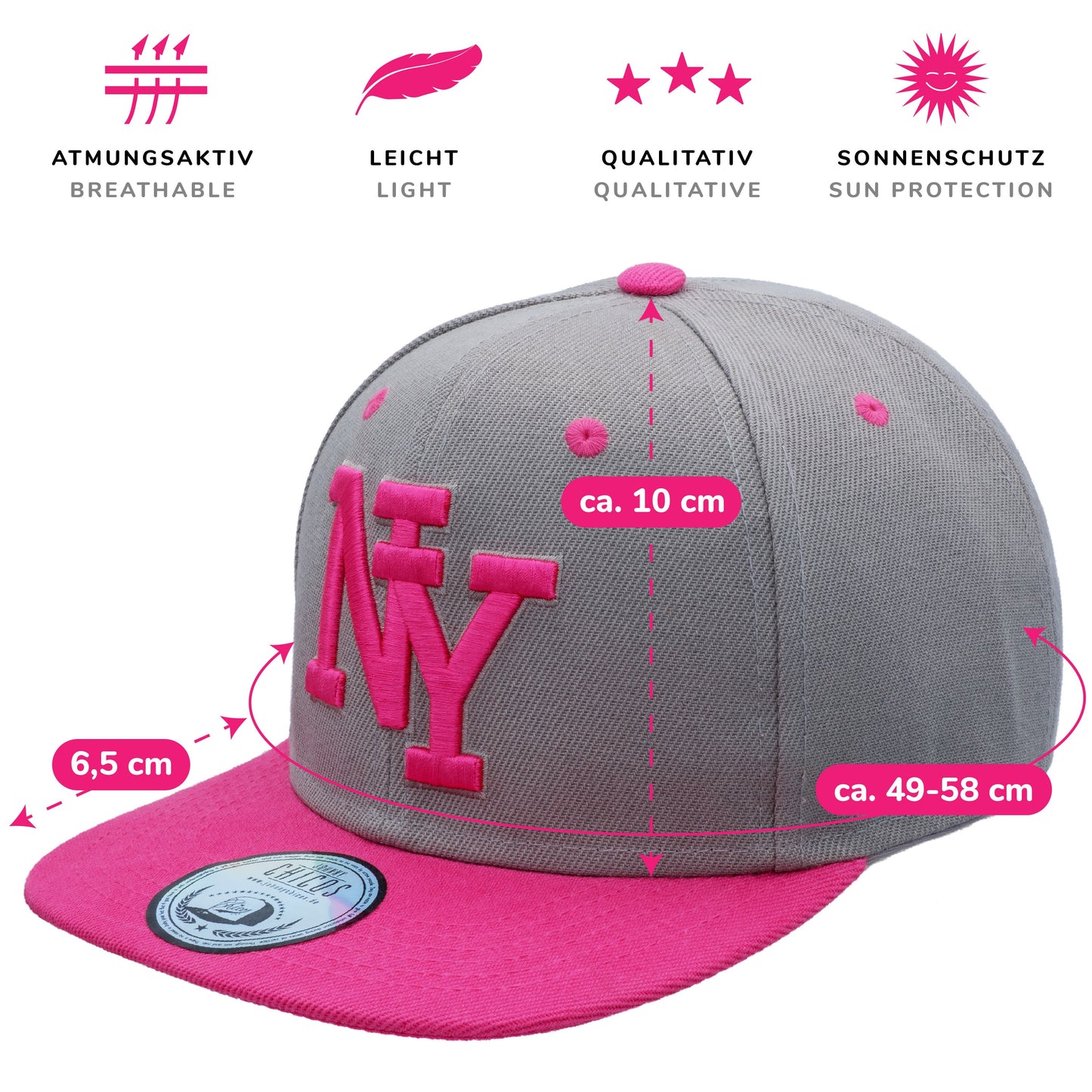 NY Snapback - Grey/Pink